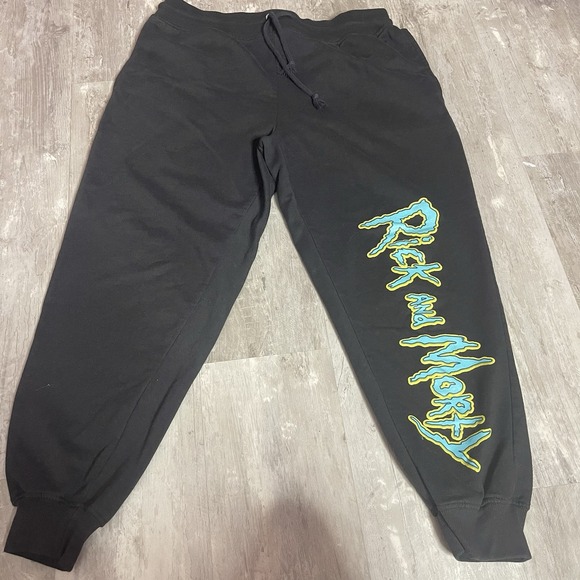 Ricky & Marty Sweatpants Mens XL Black Multicolor Logo Joggers Bag7 - Picture 1 of 5